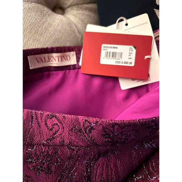NWT $7K Valentino Floral Brocade Midi Skirt Primula/Lurex Size 8 - Picture 7 of 7